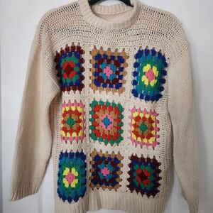 Colorful Crochet Patchwork Sweater